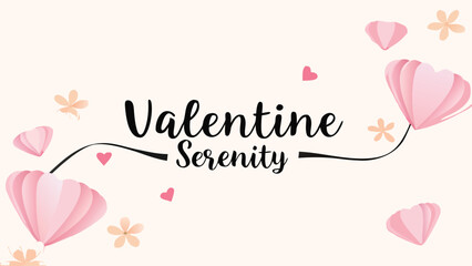 Dreamy handwritten calligraphy with floating hearts for valentine's day, serene and romantic design element