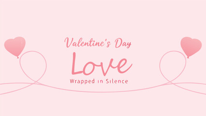 Valentine's day love concept with elegant calligraphy and heart balloons on pink background for romantic greeting cards and invitations