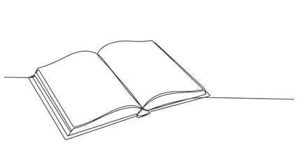 A minimalist line drawing of an open book, symbolizing knowledge, learning, and storytelling.