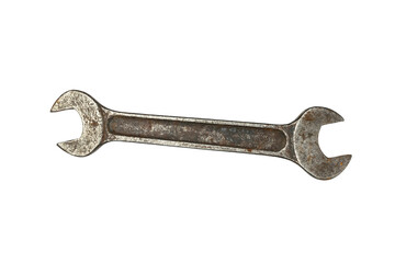 Rustic Double-Ended Wrench on Transparent  Background - Vintage Hand Tool Stock Image