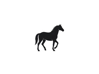 Fototapeta premium Black horse silhouette isolated on white background for logo design, equestrian branding, ranch marketing materials and western themed projects.