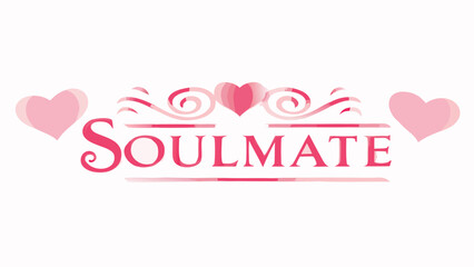 Soulmate love heart symbol calligraphic text with floating hearts around