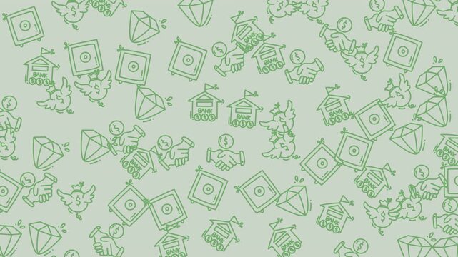 Looping green holiday icon pattern animation.