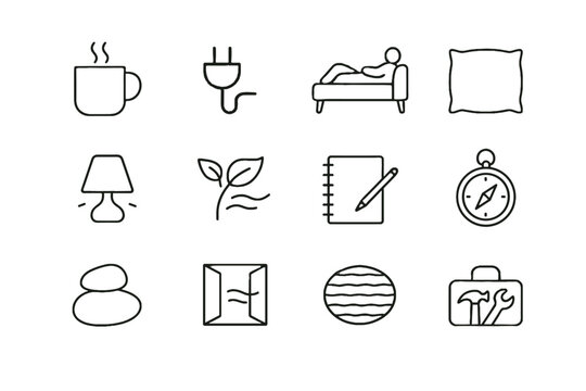 Texture vector sofa pillow icons silhouette icon detox rug warm lamp digital
