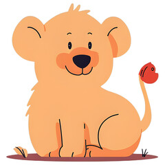 Obraz premium Cute Lion Cub: Adorable lion cub illustration, showcasing playful charm and inviting warmth, a delightful representation of youthful innocence and the beauty of the wild.