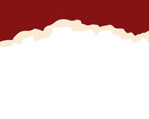 3d illustration of a blank white paper background with a red ribbon and torn ripped borders featuring a vector map shape design for a country or state banner label