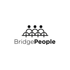 A clean vector logo of bridge-shaped people symbolizing unity, teamwork, and community connection. Perfect for business collaboration, partnership, and social organization branding.