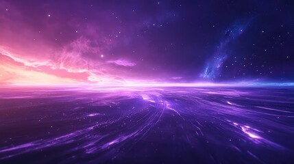 Obraz premium Universal forces creating an abstract nebula pathway, illustrating themes of data flow, technology, and futuristic connectivity across an expansive, colorful digital realm