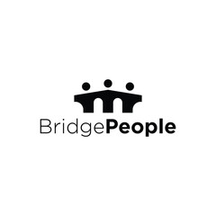 A clean vector logo of bridge-shaped people symbolizing unity, teamwork, and community connection. Perfect for business collaboration, partnership, and social organization branding.