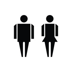 Minimal male and female restroom sign icons in clean vector style. Universal toilet symbols suitable for public spaces, offices, signage systems, and wayfinding design.