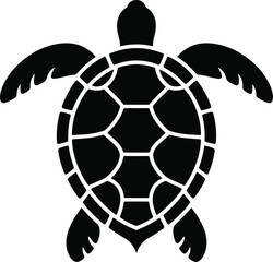Obraz premium Sea Turtle Icon – Black Marine Animal Silhouette Illustration