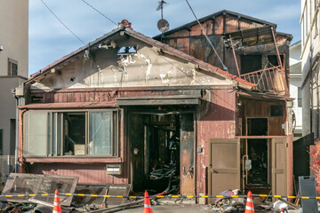 昭和木造住宅の火災全焼現場