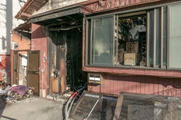 昭和木造住宅の火災全焼現場