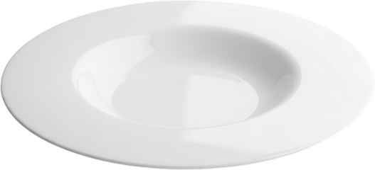 Elegant white ceramic plate with smooth edges and a deep bowl design suitable for serving a variety of dishes ideal for dining table settings and culinary presentations