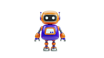 Cute Robot Standing on White Background
