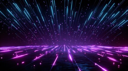 Obraz premium Dynamic Neon Celebration Lines Create a Futuristic Festive Atmosphere With a Blank Center for Various Activities or Events