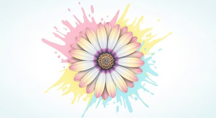 Vibrant daisy in colorful splash