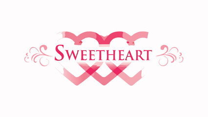 Intertwined hearts with sweetheart text for valentine's day in pink hues and elegant design