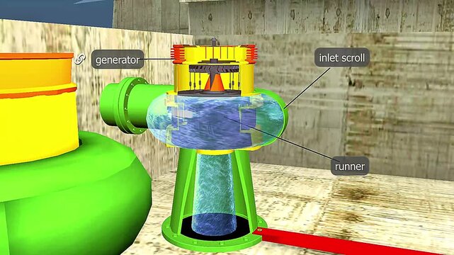 Hydroelectric power plant turbine.