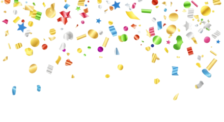 Confetti isolated on transparent background colorful festive decorations floating in air