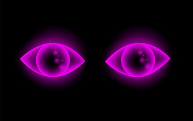 Neon Glowing Eyes on Black Background