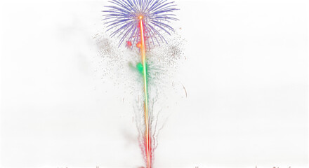 Vibrant firework exploding in night sky isolated on transparent background