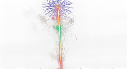 Vibrant firework exploding in night sky isolated on transparent background