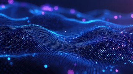 Abstract digital wave surface represents interconnected data streams and network connections, communicating technology, big data, and artificial intelligence concepts