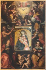 Wandcirkels plexiglas Jezus Christus Pistoia - The medieval fresco of Madonna  della Umilitá (breastfeeding) in the church Chiesa di San Paolo by unknown artist.  © Renáta Sedmáková