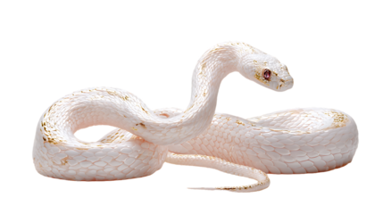 Albino corn snake with pinkishwhite coloration isolated on transparent background