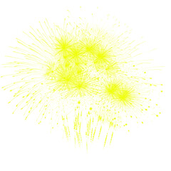 Obraz premium Vibrant yellow fireworks explode against white background