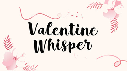 Soft red waves ornamental calligraphy for valentine's day with floral elements and elegant text