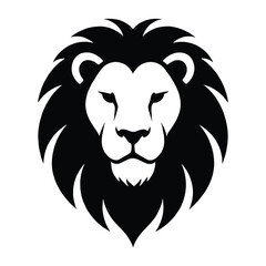 Black and white lion head graphic logo silhouette animal face