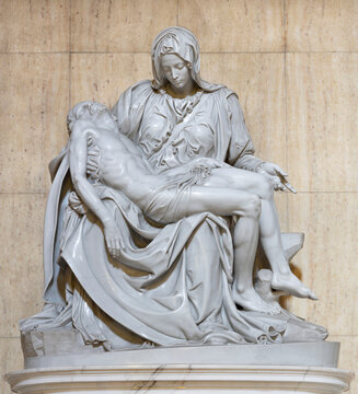 Naples - The statue of Pieta in the church Basilica dell Incoronata Madre del Buon Consiglio as the copy of Michlangelo work in st. Peters basilica (1953).