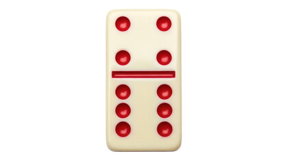 Ivory domino tile with six pips isolated PNG, classic game piece on transparent background for board games and design projects © Freya