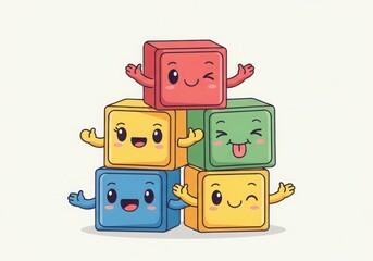 Happy blocks stacking together
