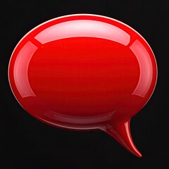 Glossy red speech bubble against a black background (1)