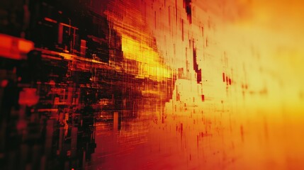 Abstract digital architecture design displaying complex flowing information and connecting data points. Representing technology. Communication. And big data concepts with vibrant red and orange colors