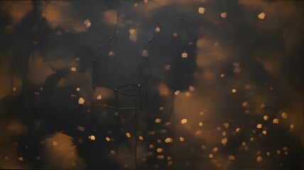 Dark background with scattered golden light spots and texture