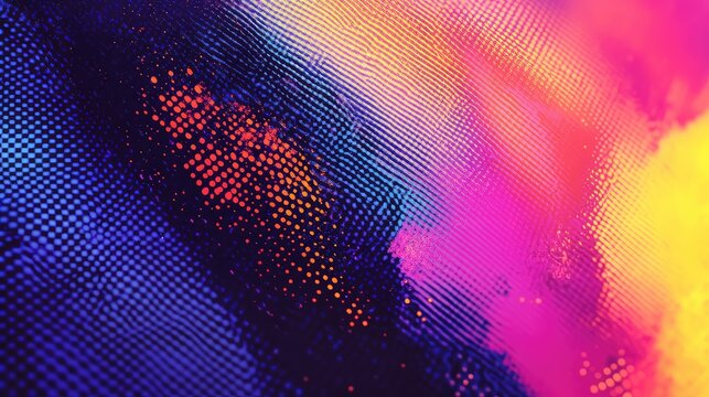 Abstract background presenting a dynamic blend of vibrant colors and digital halftone textures, creating a modern, energetic, and artistic visual for technology and design concepts - Powered by Adobe