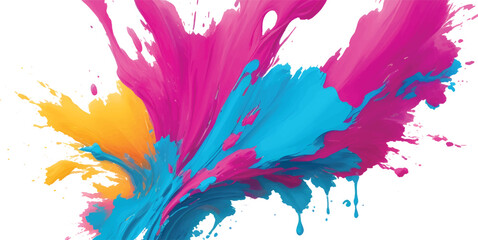 Abstract watercolor background with colorful paint splashes, an artistic ink illustration texture