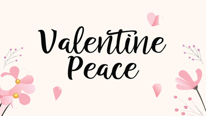 Romantic pen style writing with clean minimal background and pink flowers for valentines day