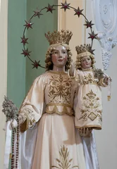 Wandcirkels plexiglas Jezus Christus PRAIANO, ITALY - OCTOBER 6, 2025: The carved polychrome vested statue of Madonna  in the church Chiesa di san Gennaro by unknown abaroque artist.  © Renáta Sedmáková