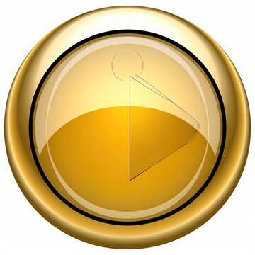 Shiny golden button with a transparent face showing a play symbol