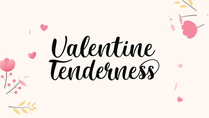 Valentine tender scene with pink hearts flowers on beige background with romantic feel and loving atmosphere