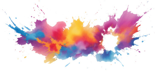 Obraz premium Colorful watercolor ink splashes and paint splatters create an abstract artistic texture on a white background