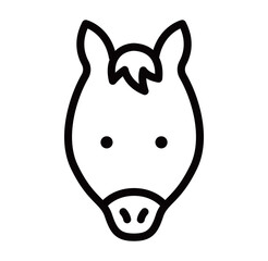 馬の顔のシンプルなアイコンのイラスト