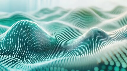 Abstract background showing many flowing particles forming a wave pattern, representing data flow, digital connectivity, and artificial intelligence in a futuristic context