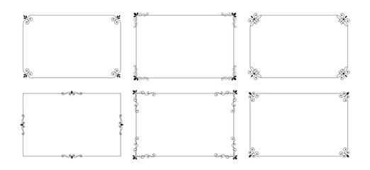 Vintage calligraphic frames. Vector hand drawn set of frames