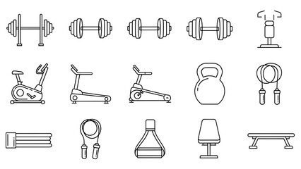Variety of modern gym equipment for fitness and exercise